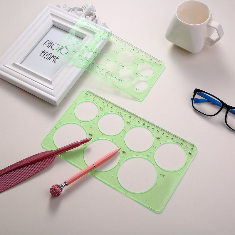Hestya 3 Pieces Circle Template for Drawing 3 Sizes Circle Stencil Templates for Drafting Round Plastic Geometric Stencil for Office and School Building Formwork Drawings(Clear Green) - Image 5